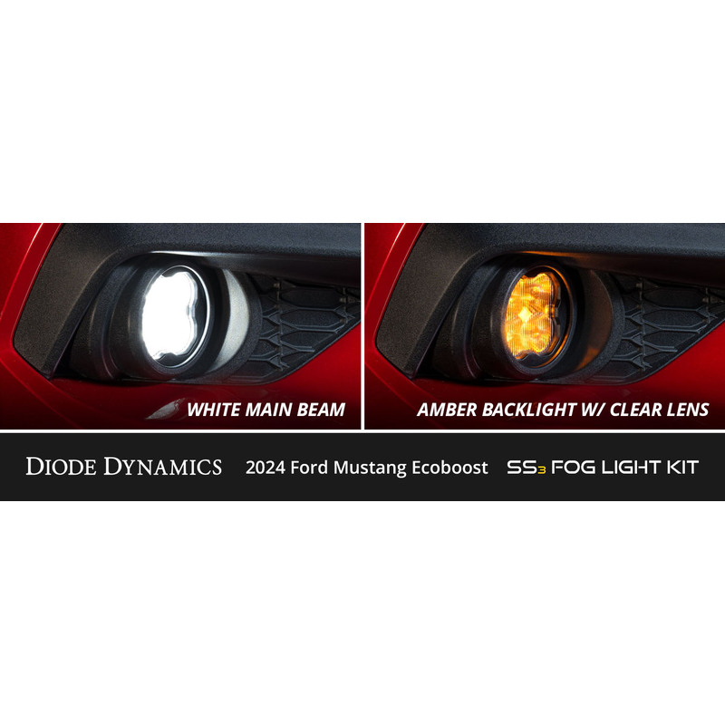  Diode Dynamics - SS3 Add-On Fog Lamp Kit for 2024 Ford Mustang EcoBoost, White Sport